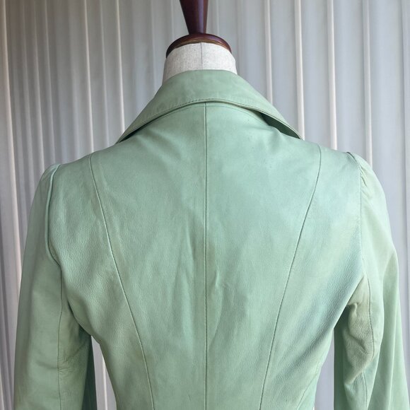Resurrected Light Green Leather Jacket - Size XS! Fitted - Picture 6 of 11